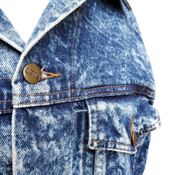 Vintage FIRST Brand Acid Wash Denim Jean Jacket Sz Large 80s 1980s 90s Rad - Picture 3 of 11